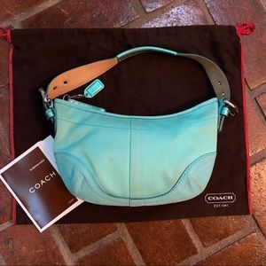 Coach Teal Metallic Top Handle Shoulder Bag